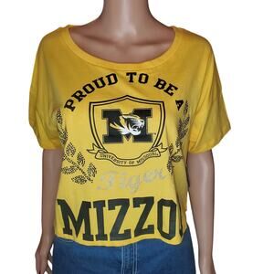 Missouri Tigers MIZZOU Bling Boxy Cropped Tee Medium NWT Defect